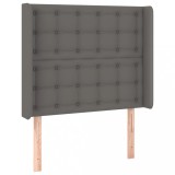 Cumpara ieftin Tablie de pat cu aripioare, gri , 93x16x118/128 cm, piele eco