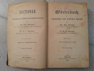 DICTIONAR ROMAN GERMAN 1910 foto