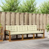 vidaXL Set de canapele de exterior cu pernă 3 pcs Natural și Crem 3369149