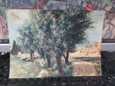Planșă color, Adolph Menzel, Bauplatz mit Weiden, VEB Verlag der Kunst, Dresda, circa 1960, 135