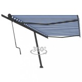 VidaXL Copertină autonomă retractabilă automat albastru&amp;alb 500x350 cm