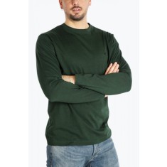 Tricou barbati cu maneca lunga si imprimeu cu logo verde inchis, 2XL