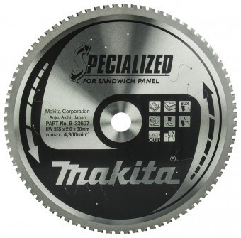 Makita B-33607 Panza ferastrau circular Panou Sandwich 355x30x2.6mm, 80T - 088381422499