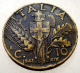 1.626 ITALIA WWII VITTORIO EMANUELE III 10 CENTESIMI 1941 R, Europa, Bronz-Aluminiu