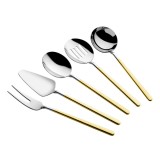 Cumpara ieftin Set ustensile servire 5 bucati Allegra Auriu 23.5x23.5x4 cm