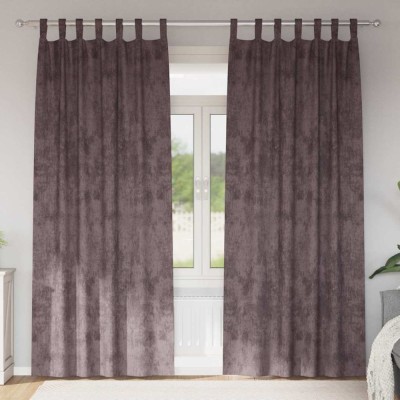 Set 2 draperii din catifea cu inele maronii, 260 x 140 cm foto