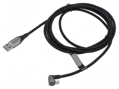 Cablu USB 2.0 USB-A la USB-C 2m Nichelat Unghiular foto