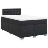 Cumpara ieftin Pat box spring cu saltea, negru, 120x190 cm, piele ecologica