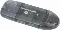 CARD READER extern GEMBIRD, interfata USB 2.0, citeste/scrie: SD, MMC, RS-MMC; plastic, negru-transparent, &quot;FD2-SD-1&quot; (timbru verde 0.03 lei)