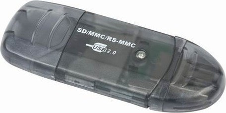CARD READER extern GEMBIRD, interfata USB 2.0, citeste/scrie: SD, MMC, RS-MMC; plastic, negru-transparent, &quot;FD2-SD-1&quot; (timbru verde 0.03 lei)