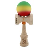 Kendama X Originala, Profesionala, TEO, Big Cups V2, Rubber Grip cu Cupe Mari, Rulment Metalic cu Ata 55 cm, Verde/Galben/Rosu