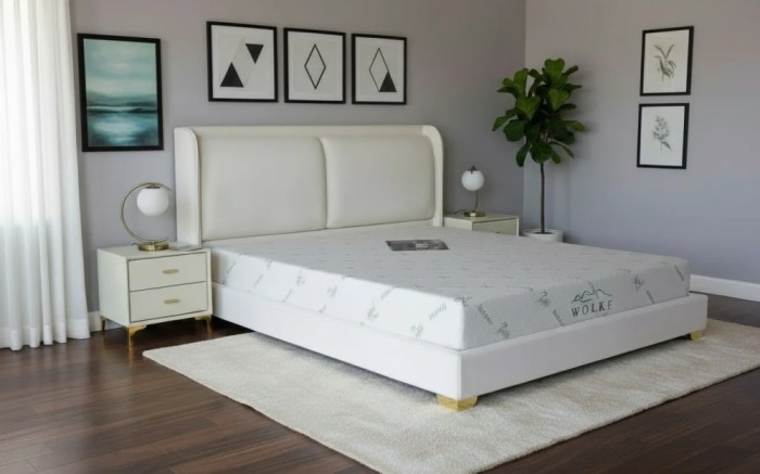 Pat Marvis 160x200 cm Tapitat Catifea Nuanta Crem Somiera Inclusa (cod 8211)