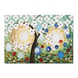 Tablou Copacul vietii pictat manual living, dormitor, Bucurie, 70x50cm ulei pe panza in relief efect 3D