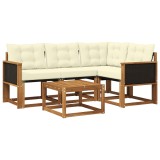 vidaXL Set de canapele de exterior cu pernă 5 pcs Natural și Crem 3381926
