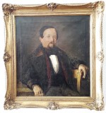 Cumpara ieftin Anonim&ndash;Portret de boier, pictură pe p&acirc;nză (prima parte a sec. XIX), Portrete, Ulei, Altul