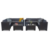 Set mobilier gradina coltar Leziter City Large 10 locuri, Plastic, Ratan, Grafit, Rezistent Intemperii