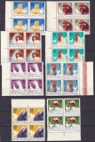ROMANIA 1963 LP 560 PASARI DE RASA BLOCURI DE 4 TIMBRE MNH