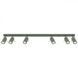 Lampă De Tavan Ring Verde Măsliniu Oțel 6 Becuri Tub Modern De Interior
