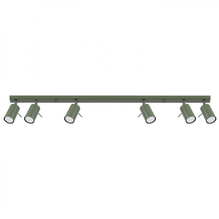 Lampă De Tavan Ring Verde Măsliniu Oțel 6 Becuri Tub Modern De Interior