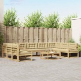 vidaXL Set de canapele de exterior cu pernă 10 pcs Alb și Bej 3387087