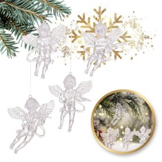 Set 4 figurine de Craciun, ingerasi pentru brad, 9x7 cm, JollyMag, KSN165