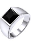 Inel pătrat cu sigiliu GOLDCHIC JEWELRY cu piatră pentru bărbați, inel din oțel inoxidabil personalizabil cu onix negru, topaz albastru, piatră de naș