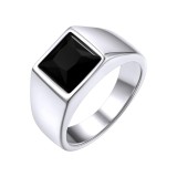 Inel pătrat cu sigiliu GOLDCHIC JEWELRY cu piatră pentru bărbați, inel din oțel inoxidabil personalizabil cu onix negru, topaz albastru, piatră de naș