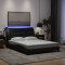 Gossi cadru de pat cu lumini led, negru, 140x200 cm, textil