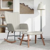 vidaXL Scaun balansoar cu taburet, alb crem, catifea 327763