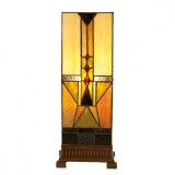 Veioza cu baza din polirasina maro si abajur din sticla Tiffany II 18x18x45 cm