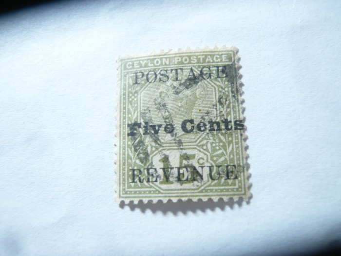 Timbru Ceylon colonie britanica 1890 Regina Victoria ,2 supratipare ,stampilat