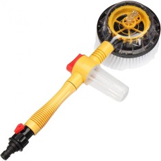 Perie Rotativa auto, 2 in 1, Cu Recipient pentru spuma, Jet cu Apa, Maner Extensibil, Conectare la furtun, Galben