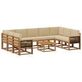 vidaXL Set de canapele de exterior cu pernă 10 pcs Natural și Bej 3385554