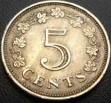Cumpara ieftin Moneda exotica 5 CENTI - MALTA, anul 1972 * cod 4877 A, Europa