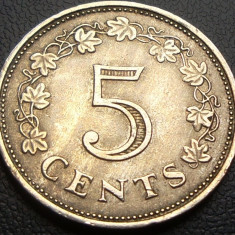 Moneda exotica 5 CENTI - MALTA, anul 1972 * cod 4877 A