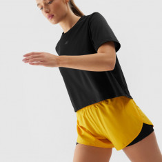 Tricou de antrenament loose cu uscare rapidă pentru femei - negru
