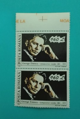 TIMBRE ROMANIA 1995 L.P. 1376 40 ANI GEORGE ENESCU SERIE IN PERECHE MNH foto