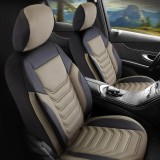 Set Huse Scaune Auto pentru Volkswagen Caddy - Panda Florida, bej negru, 11 piese