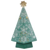 Decoratiune Craciun, model bradut, verde + auriu + alb, 21.7 x 8.8 x 38.2 cm, AK03X24070