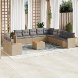 VidaXL Set canapele de grădină, 12 piese, cu perne, bej, poliratan