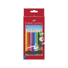 Set 12 Creioane Colorate cu Radiera Faber Castell Eco, Hexagonale, Creion Colorat cu Radiera, Creioane Colorate cu Guma de Sters, Creion Colorat cu Gu