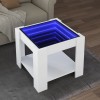 Gossi masuta de cafea cu led, alb, 53x53x45 cm, lemn prelucrat