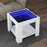 Cumpara ieftin Măsuță de cafea cu LED, alb, 53x53x45 cm, lemn prelucrat