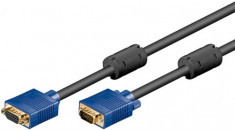 Cablu prelungitor monitor VGA 15p tata - VGA 15p mama dublu ecranat, filtru, conector albastru, 5m; Cod EAN: 4040849936159 foto