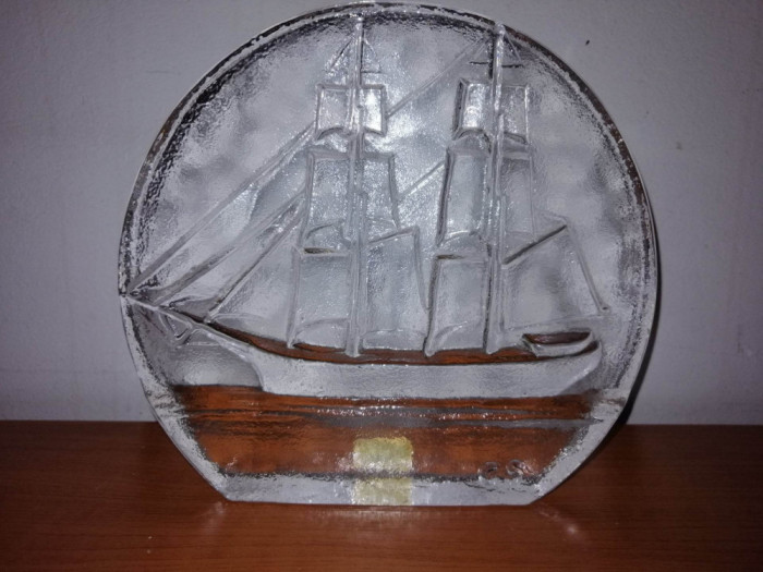 Greutate hartie prespapier sticla cristal Full Crystal Lindshammar corabie