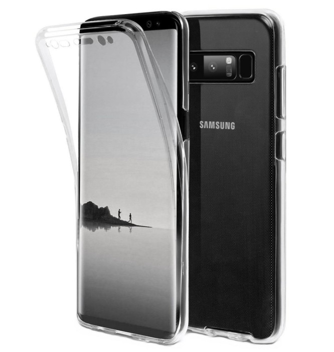 Husa Full TPU 360&deg; (fata + spate) pentru Samsung Galaxy Note 8, Gri Transparent