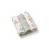 Set 3 scutece, BabyOno, Multifunctionale, 70x70 cm, Bambus si bumbac, 0 luni+, Gri/Multicolor