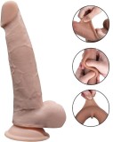 Dildo Grey Sliding&amp;Bendable, TPE Strat Dublu, Natural, 22 cm, Mokko Toys