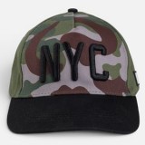 Șapcă din bumbac pentru copii, Kaki, cu broderie NYC și model camuflaj, mărimea 55, CMCLASS