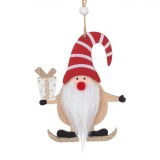 Ornament Brad Crăciun, Gnome, Căciulă Roșie, 12cm, Lemn, Oem